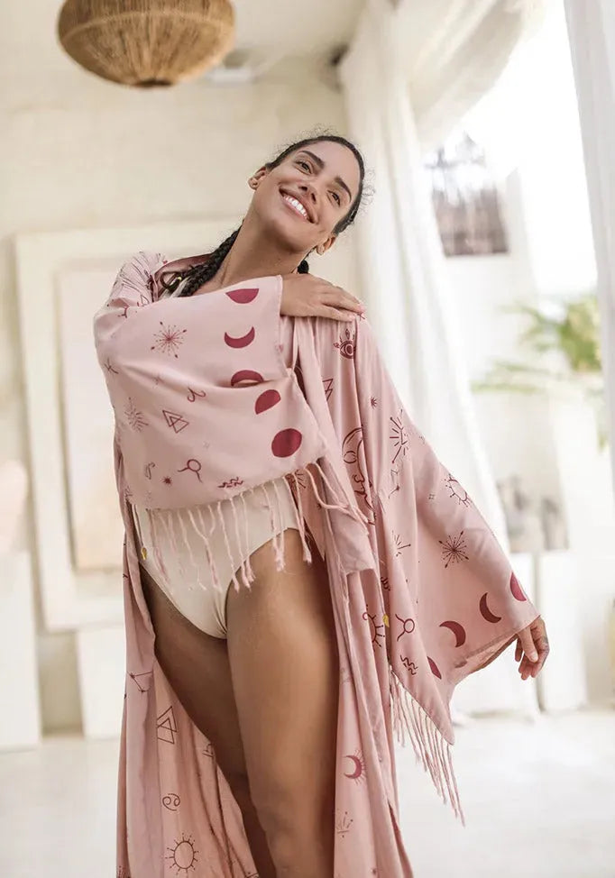 COSMIC KUNDALINI KIMONO - VISCOSE - Hazey Lavender - 115