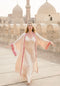 EGYPTIAN SAND - VIS SATIN - PINK MAGENTA TRIM WITH BIAS CUT MATCHING DRESS