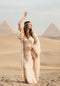 EGYPTIAN SAND - VIS SATIN - SUNSET TRIM WITH BIAS CUT MATCHING DRESS