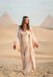 EGYPTIAN SAND - VIS SATIN - SUNSET TRIM WITH BIAS CUT MATCHING DRESS
