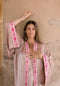SMOKEY LAVENDER - SILK - PINK MAGENTA TRIM WITH BIAS CUT MATCHING DRESS
