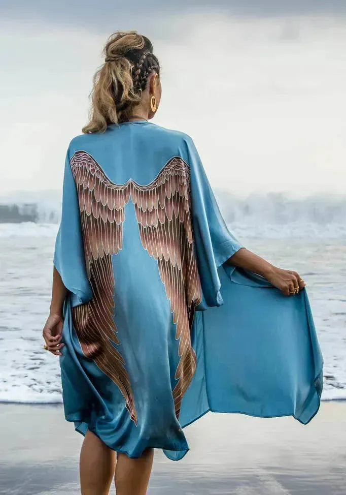 The Classic Angel Wing Kimono Luxe - Ice blue - 105cm