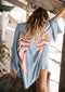Viscose - Ice-blue with Aubergine Wings
