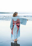 Viscose - Ice-blue with Aubergine Wings