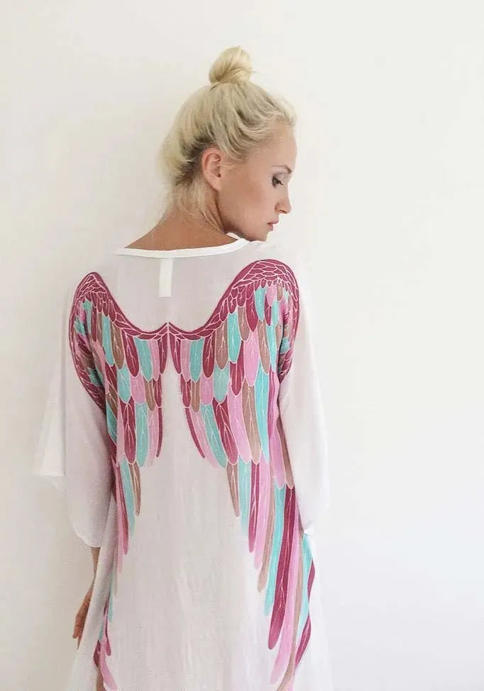 Viscose - White with Choc/Rainbow Wings