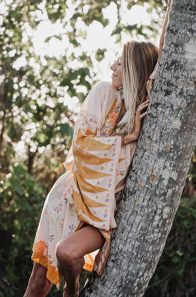 Ode to Bali Sunset Kimono - Orange - 90cm