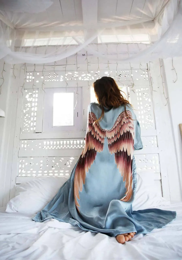 Ice-blue with Aubergine Wings