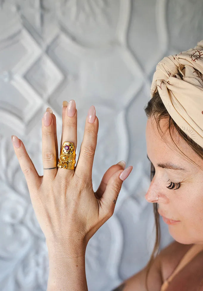 Gold Plated With Ruby Crystal