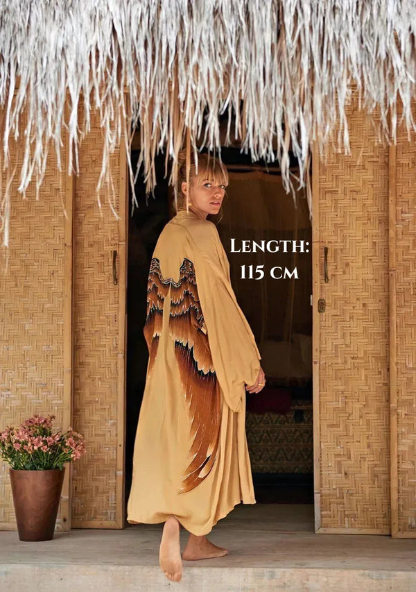 The Classic Angel Wing Kimono  Viscose - Golden Goddess 75cm