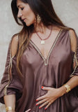 Serpent Temple Kaftan Viscose Satin - Chocolate Plum - S/M