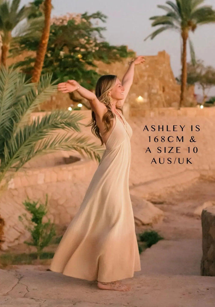 Cleo Strappy Dress - Natural to Honey Ombre