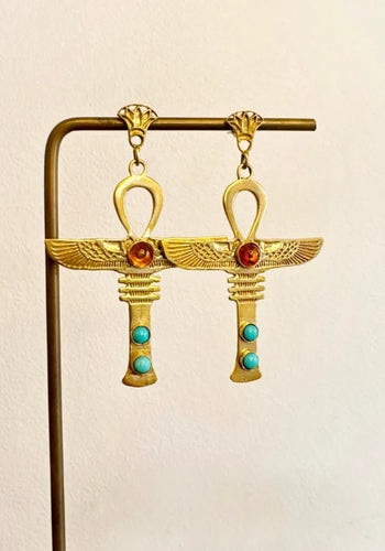 Brass - Amber and Turquoise