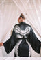 ANGEL WING BATHROBE LUXE - SILK - Black with Silver Wings XS/S