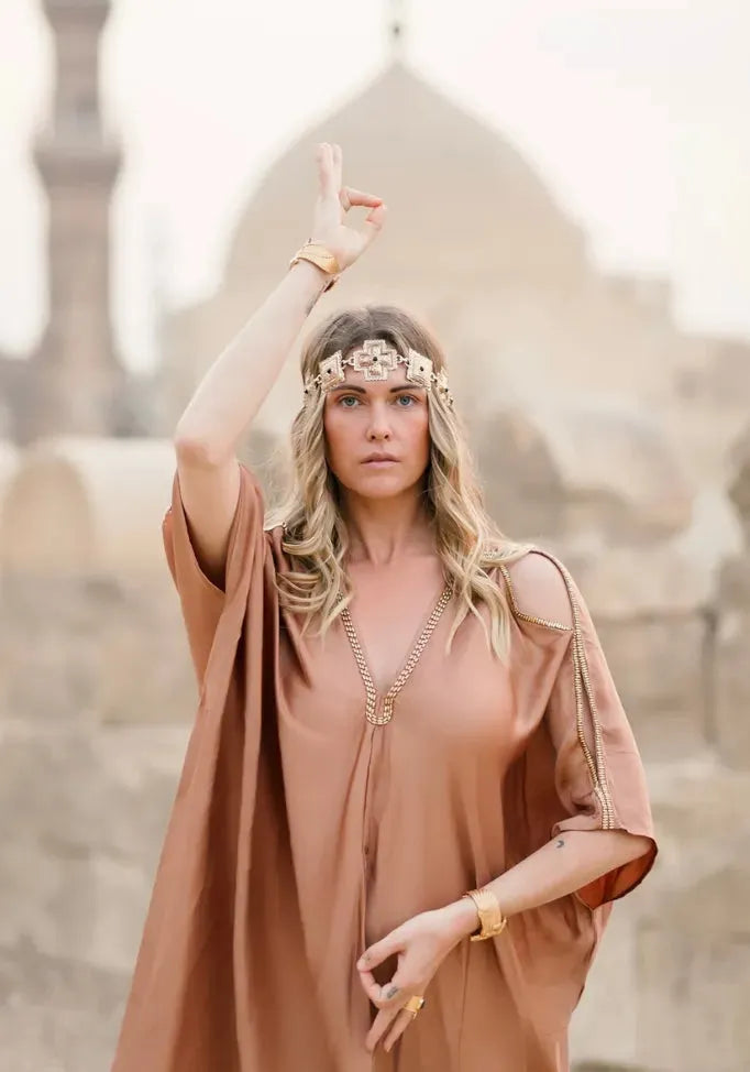 Serpent Temple Kaftan Viscose Satin Bronze - S/M