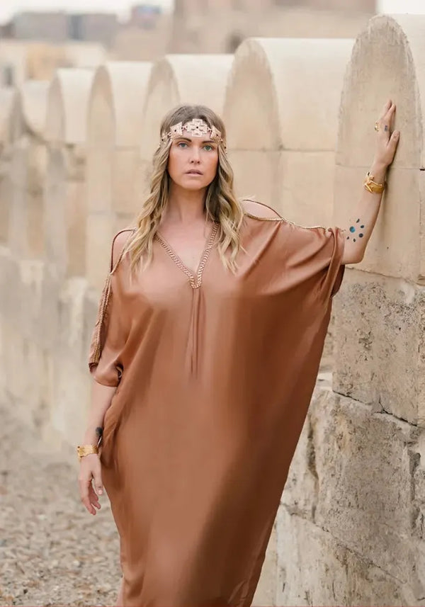 Serpent Temple Kaftan Viscose Satin Bronze - S/M