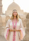 ANCIENT KEMET KIMONO/BATHROBE Egyptian Sand Viscose Satin Pink Trim - XS/S