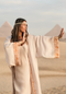 EGYPTIAN SAND - VIS SATIN - SUNSET TRIM WITH BIAS CUT MATCHING DRESS