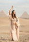 EGYPTIAN SAND - VIS SATIN - SUNSET TRIM WITH BIAS CUT MATCHING DRESS