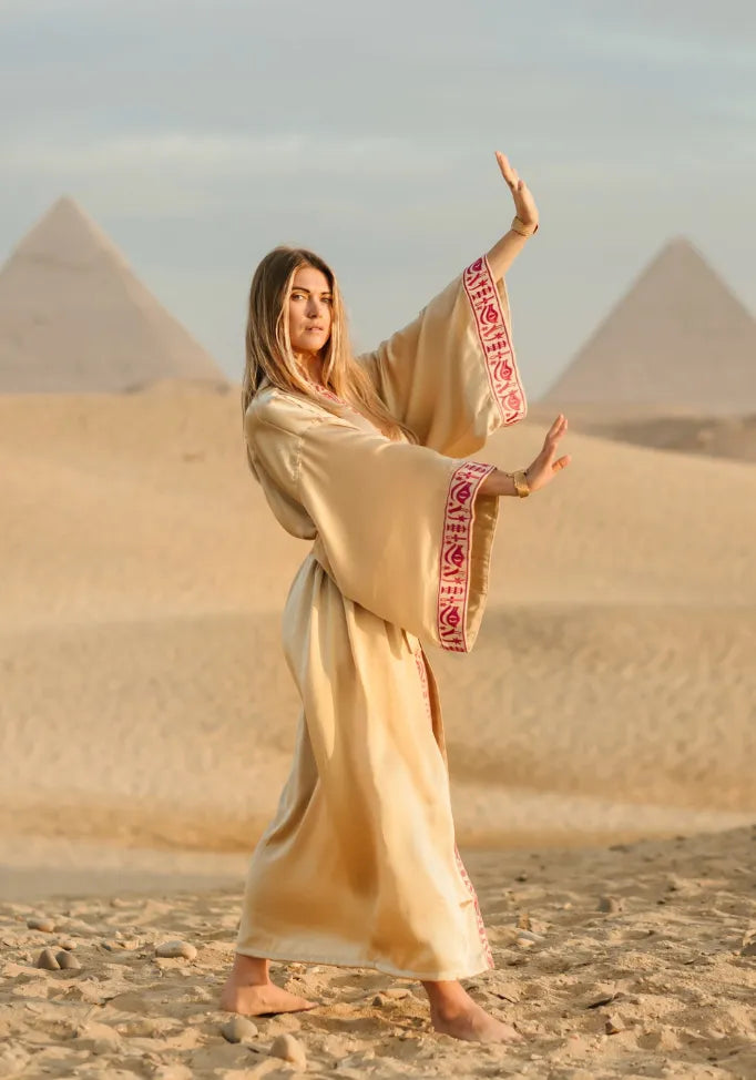 GOLDEN GODDESS - SILK - PINK MAGENTA TRIM