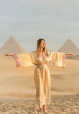 GOLDEN GODDESS - SILK - PINK MAGENTA TRIM WITH BIAS CUT MATCHING DRESS