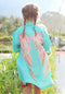 Kids Angel Wing Kimono Everyday - Viscose  Aqua with Rainbow Pastel Wings Kids 6-8