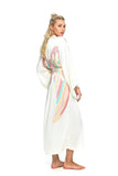 ANGEL WING BATHROBE LUXE - SILK - Cream with Rainbow wings SM