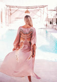 SHORT LONG ANGEL WING KAFTAN LUXE - MUSK W/ CARAMEL WINGS - ML