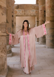 SMOKEY LAVENDER  - SILK - PINK MAGENTA TRIM WITH BIAS CUT MATCHING DRESS