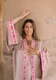 SMOKEY LAVENDER  - SILK - PINK MAGENTA TRIM