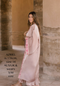 SMOKEY LAVENDER  - SILK - PINK MAGENTA TRIM WITH BIAS CUT MATCHING DRESS