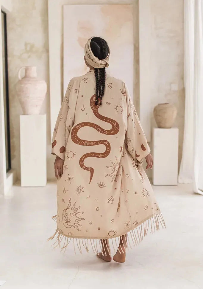 Cosmic Kundalini Kimono - Viscose Light Golden  125cm