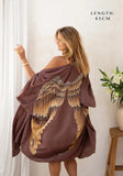 The Classic Angel Wing Kimono Luxe - Burnt Chocolate With Caramel Wings - 85cm