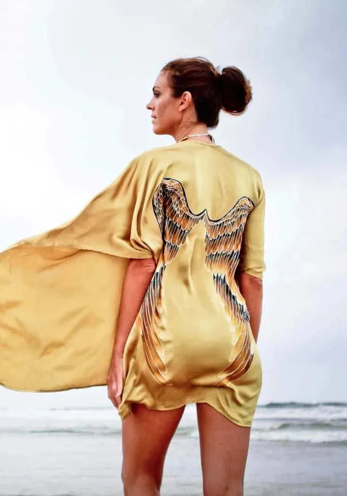 The Classic Angel Wing Kimono Luxe - Golden Goddess - 105cm