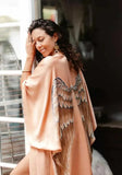 The Classic Angel Wing Kimono Luxe - Peach with caramel wings - 85cm