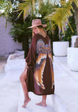 The Classic Angel Wing Kimono Luxe - Burnt Chocolate With Caramel Wings - 105cm