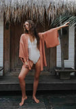 The Classic Angel Wing Kimono Viscose - Desert Orange with Caramel Wings 75 cm