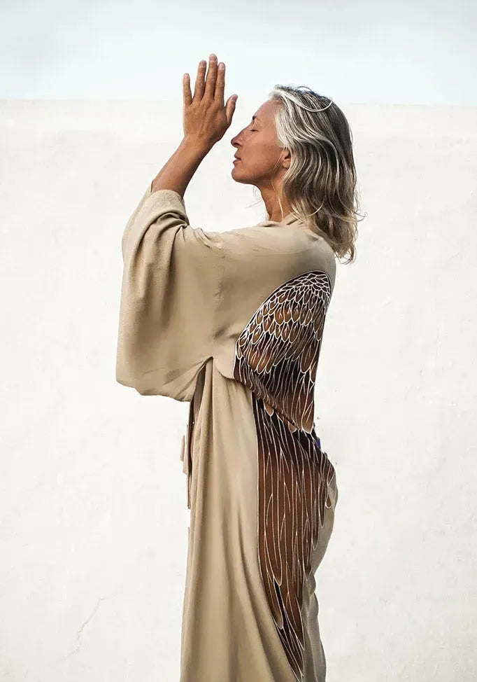 The Classic Angel Wing Kimono Viscose - Eucalyptus - 115cm