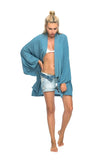 The Classic Angel Wing Kimono Viscose - Ice Blue Aubergine - 75