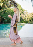 The Classic Angel Wing Kimono Viscose - Violet with Caramel Wings 115 cm