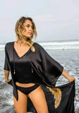 Short-Long Angel Wing Kaftan Luxe Black Caramel S/M