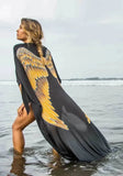 Short-Long Angel Wing Kaftan Luxe Black Caramel S/M