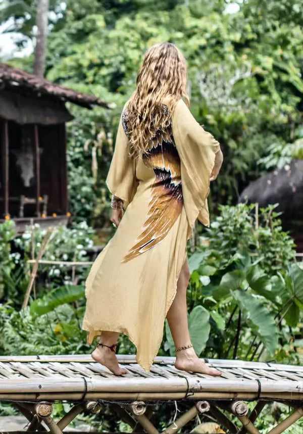 Short-Long Angel Wing Kaftan Viscose - Golden Goddess XSS