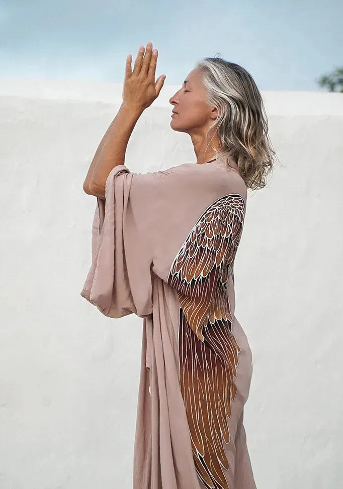 The Classic Angel Wing Kimono Viscose - Eucalyptus - 75