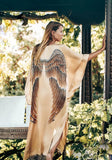 Archangel Gabriel Goddess Kaftan Luxe - Hand-painted On Silk Golden Goddess XXS