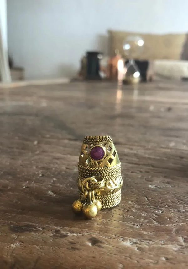 Brass With Ruby Crystal