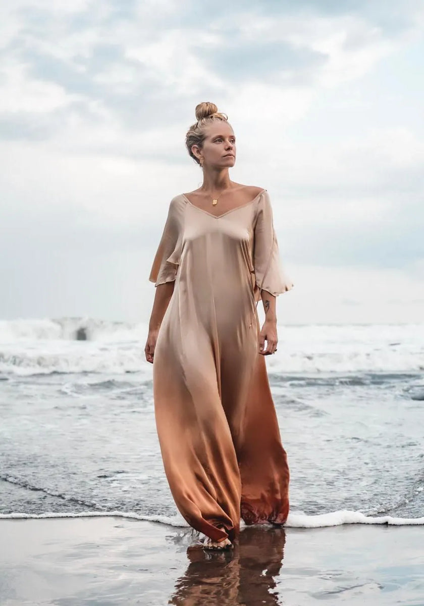 ombre satin dress Winged Ones Dress - Ombre