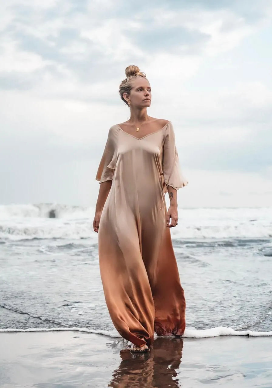 silk ombre dress Aubrey Pastel Ombre Silk Satin Slip Dress RENTAL Olivia Rubin